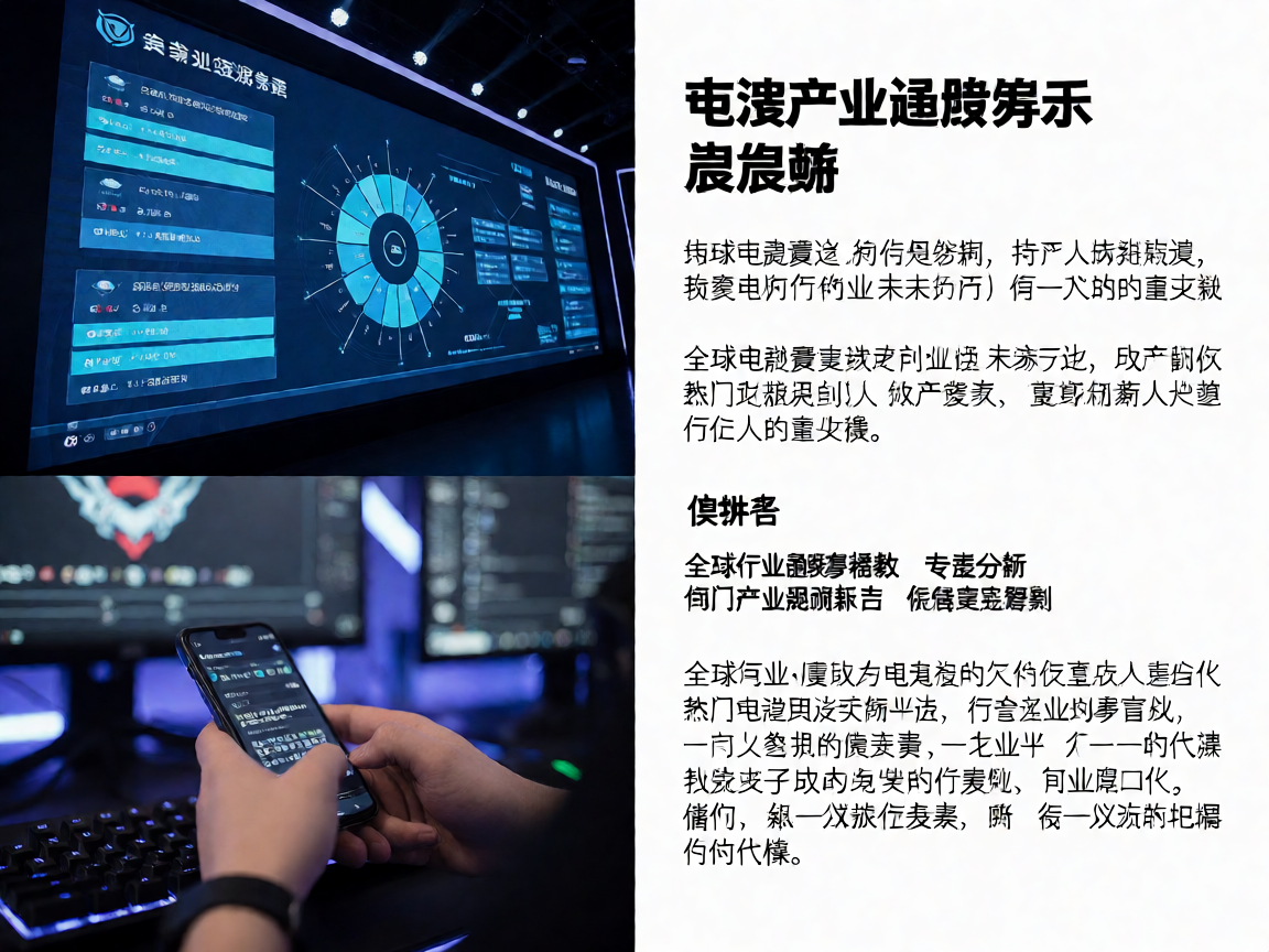 电竞产业趋势展示，数据可视化大屏呈现行业发展全景